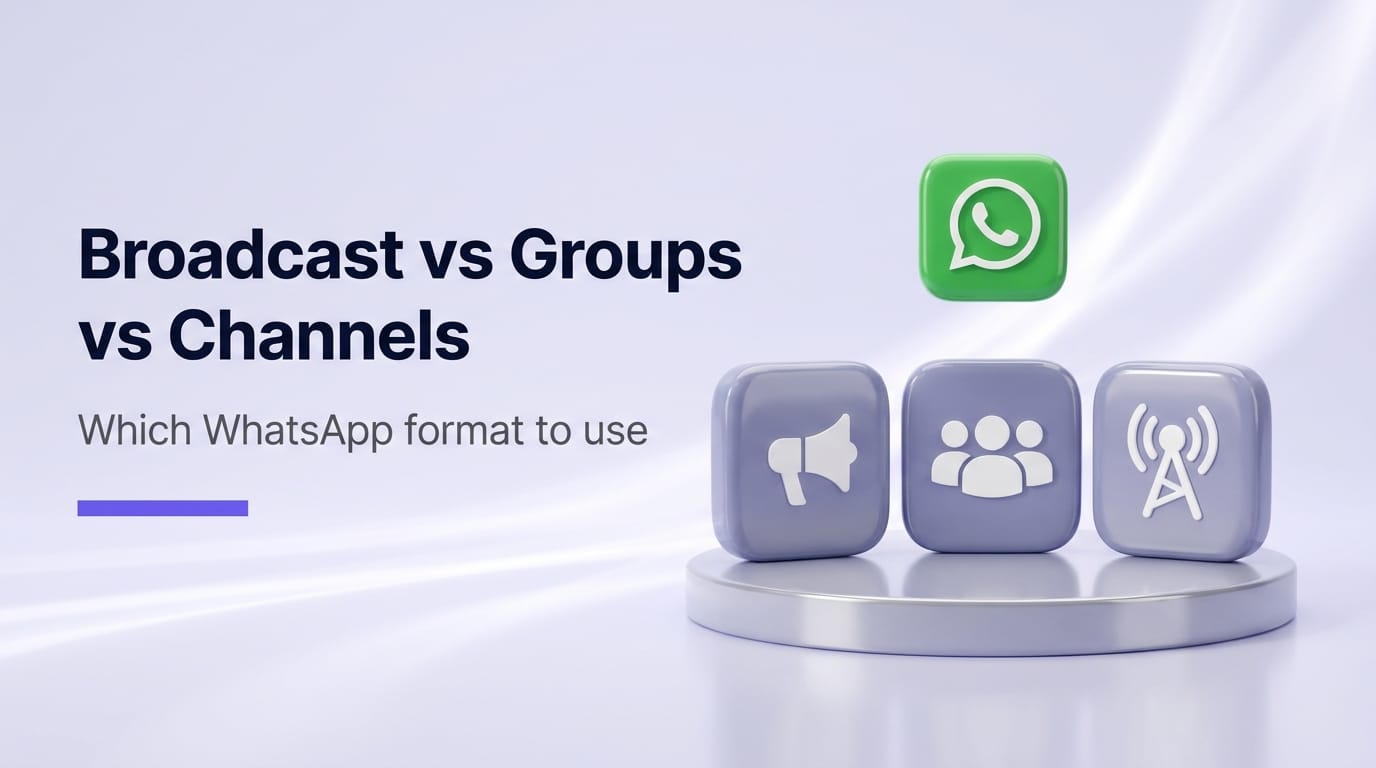 WhatsApp Broadcast vs Groups vs Channels: Which to Use
